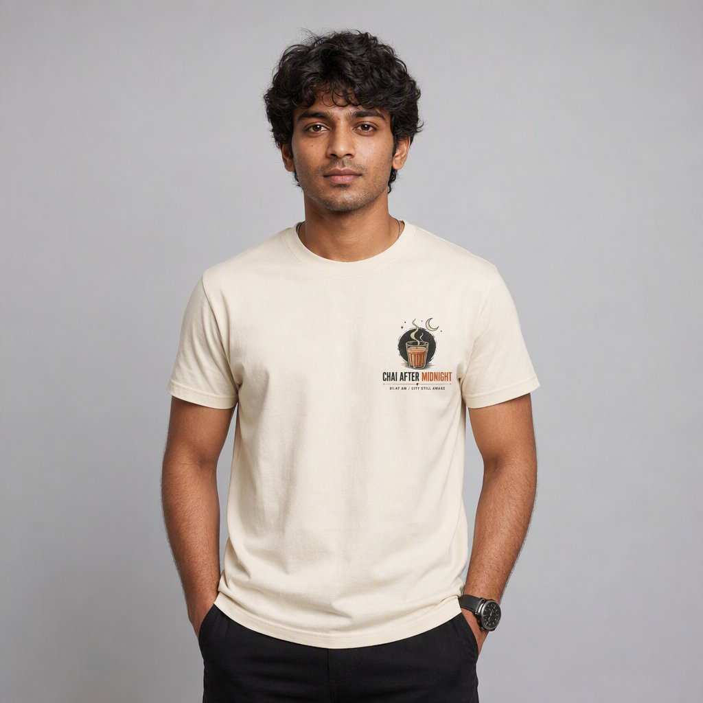 Model shot — DAD-01_Chai_After_Midnight_model_front_Cream.png