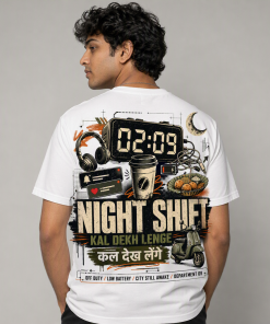 Model shot — DAD-05_Hinglish_Night_Shift_model_back_White.png