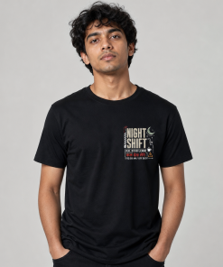 Model shot — DAD-05_Hinglish_Night_Shift_model_front_Black.png