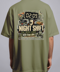 Hinglish Night Shift — Olive Green male back