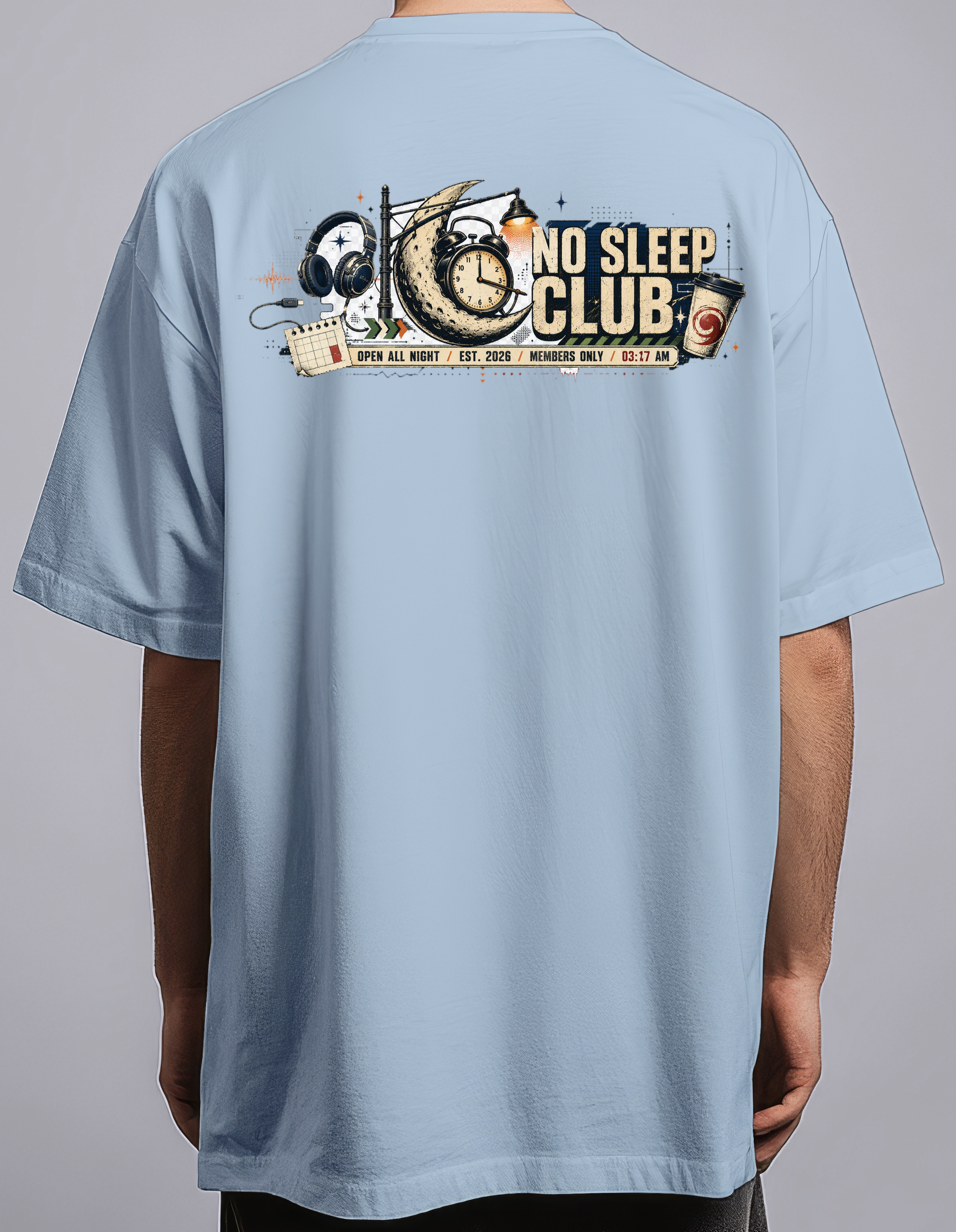 No Sleep Club — Light Blue male back