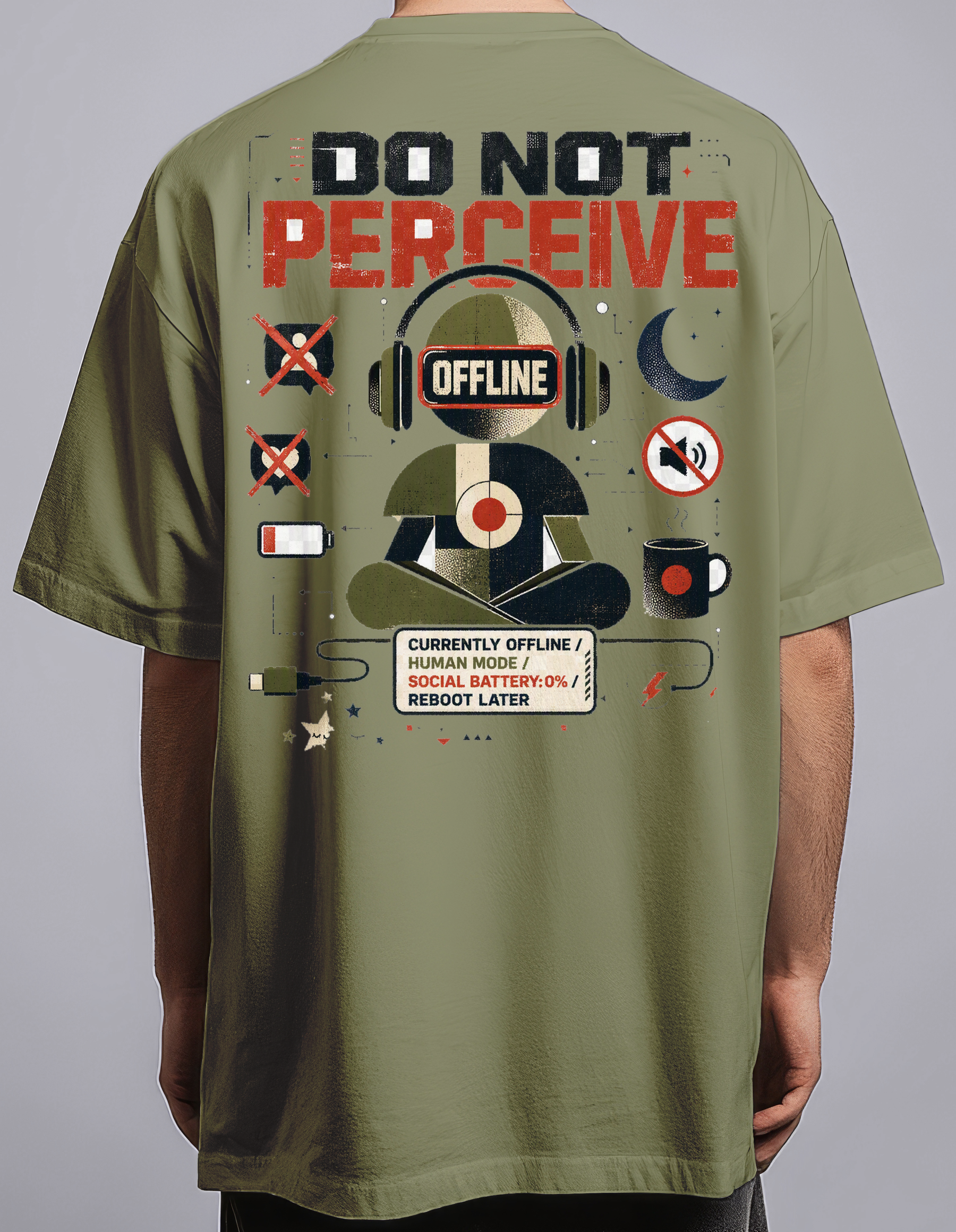 Please Do Not Perceive — Olive Green male back