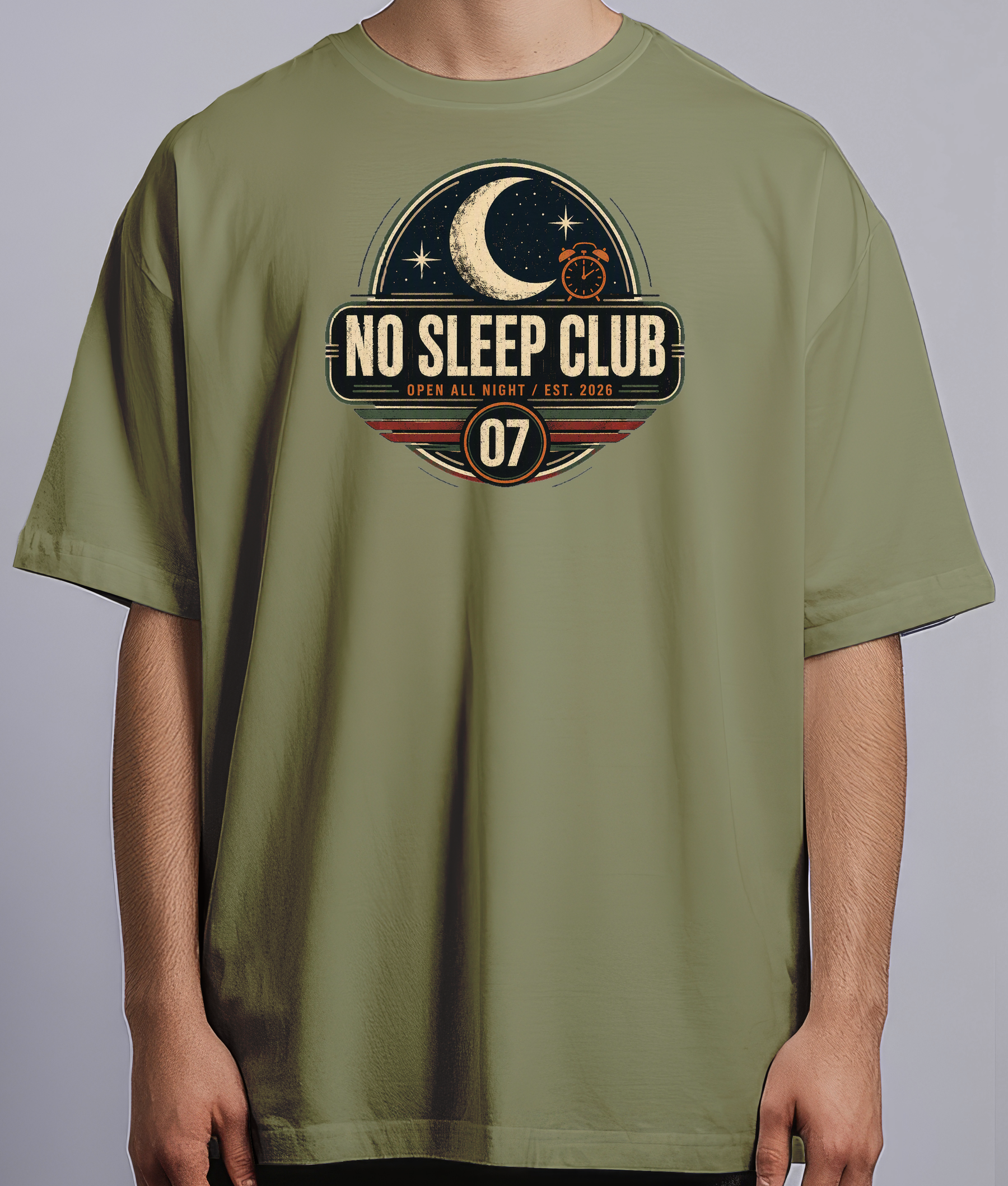 No Sleep Club — Olive Green male front